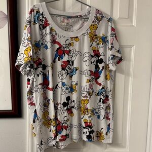 Disney White Allover Mickey & Friends Short Sleeve Tee